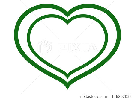 綠色雙線心形 136892035
