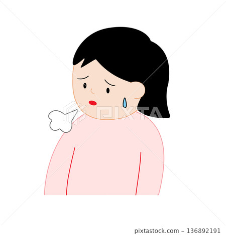 A woman sighing with a soft touch without main lines 136892191