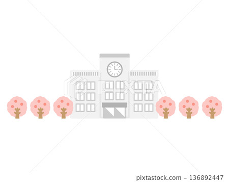 春季學校建築插圖 136892447