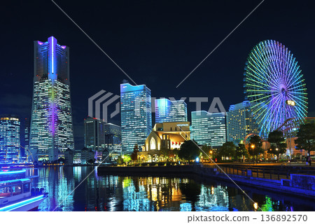 Yokohama Minato Mirai night view Yokohama Minato Mirai night view 136892570