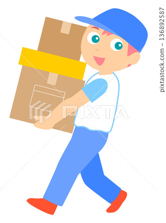 A man working as a moving company carrying luggage 136892587