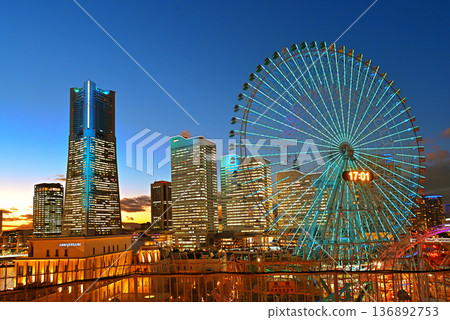 Yokohama Minato Mirai night view Yokohama Minato Mirai night view 136892753