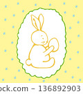 Whimsical Happy Easter and Spring Frame with Bunny 136892903
