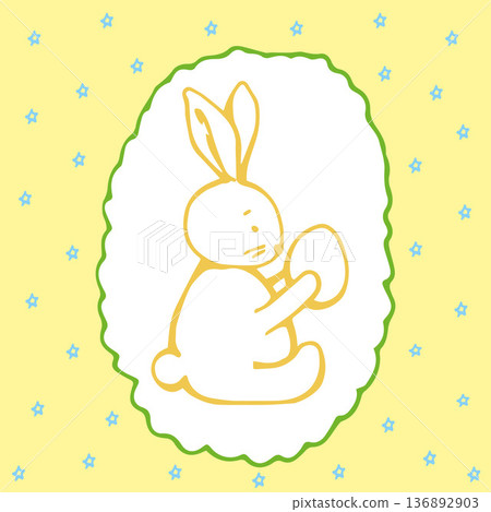 Whimsical Happy Easter and Spring Frame with Bunny 136892903