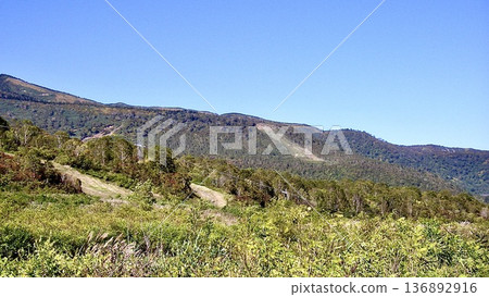 新潟縣湯澤市神樂滑雪場的秋季景色 新潟縣湯澤市神樂滑雪場的秋季景色 136892916