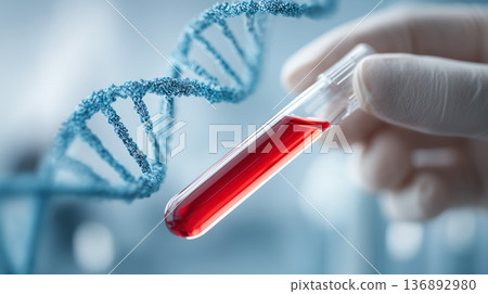 DNA helix genome analysis image | Medical technology material 136892980