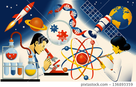 Scientists Science Working Lab Researching STEM 136893359