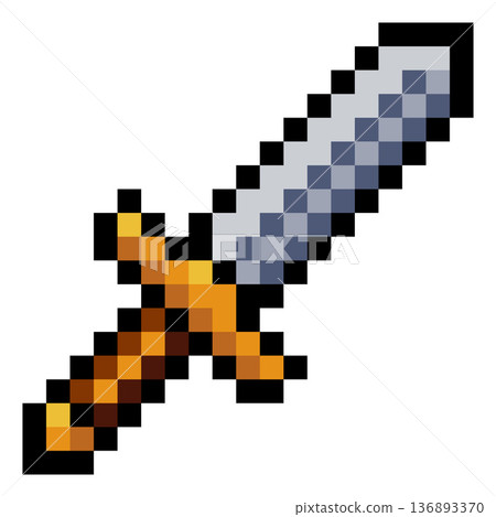 Pixel Art 8 bit Sword Video Game Weapon Item Icon 136893370