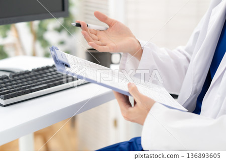 Medical, men in white coats, conversation, hands Medical, men in white coats, conversation, hands 136893605