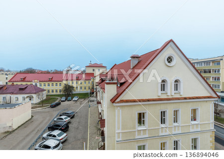 European City Courtyard with Historical Architecture and Red Roofs European City Courtyard with Historical Architecture and Red Roofs 136894046