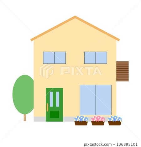Yellow house illustration 136895101