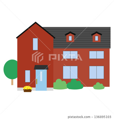 Illustration of a red house 136895103