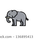 One cute big elephant, gray Enjun body with long nose and ivory, cute healing! Suitable animals, nursery or natural design. Color changeable, limited release 136895413
