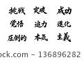 Brush writing, Japanese style, calligraphy 136896282