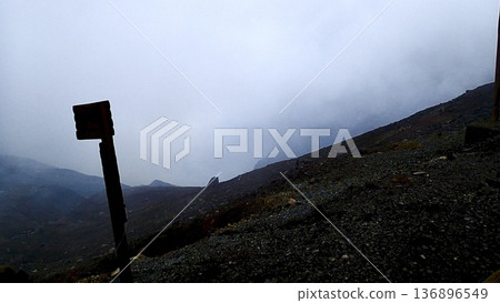 The crater of Mount Aso's Nakadake in Aso City, Kumamoto Prefecture 136896549