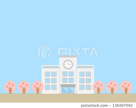 Spring school scenery illustration Spring school scenery illustration 136897092