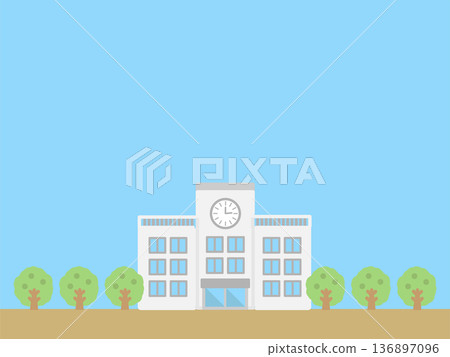 Summer school scenery illustration 136897096