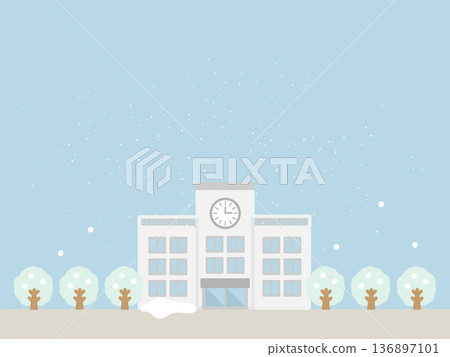 冬季學校場景插圖 136897101