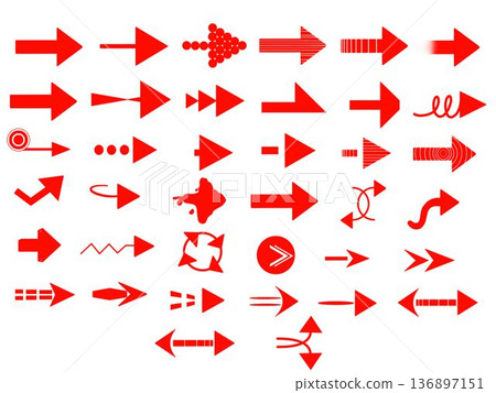 Simple red arrow set Simple red arrow set 136897151