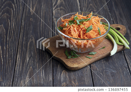 Carrot and green onion salad for healthy eating and hormonal balance Peppercorns Carrot and green onion salad for healthy eating and hormonal balance Peppercorns 136897455