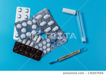 Elevated body temperature. Disease concept Elevated body temperature. Disease concept 136897666
