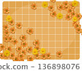 Orange Marigold Floral Frame on Grid Background 136898076
