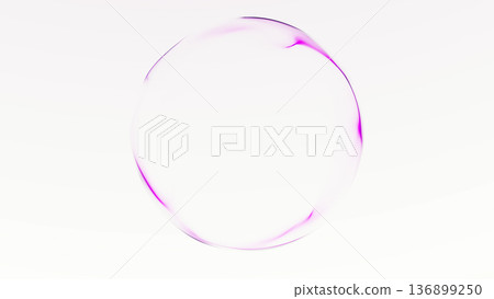 Clean minimal pink glowing energy sphere with smooth transparent surface and soft gradient light on white background. Elegant futuristic digital orb, calm modern abstract design. 136899250