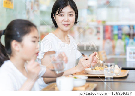 一家人在餐廳吃飯 一家人在餐廳吃飯 136899337