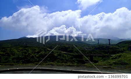 Scenery around the Nakadake crater in Aso City, Kumamoto Prefecture Scenery around the Nakadake crater in Aso City, Kumamoto Prefecture 136899701