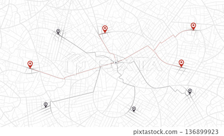 System failure to pin location. Disrupted navigation interface. Lost connection. Map navigation malfunction. Vector illustration on white background System failure to pin location. Disrupted navigation interface. Lost connection. Map navigation malfunction. Vector illustration on white background 136899923
