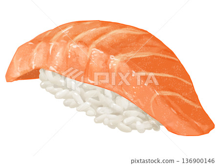 逼真的鮭魚壽司插圖 逼真的鮭魚壽司插圖 136900146