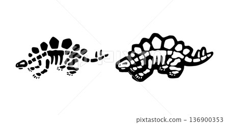 dinosaur vector stegosaurus fossil icon triceratops horridus skeleton bone skull cartoon character doodle illustration logo isolated design 136900353