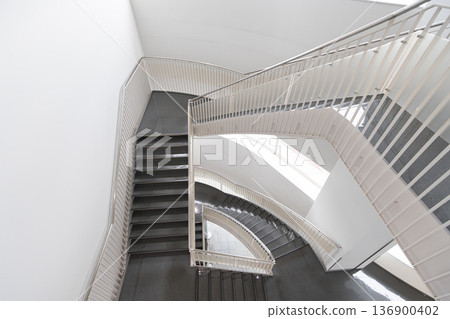White walls and white stairs White walls and white stairs 136900402