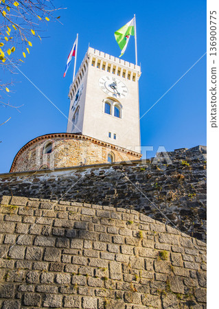Downtown Ljubljana, the capital of Slovenia 136900775