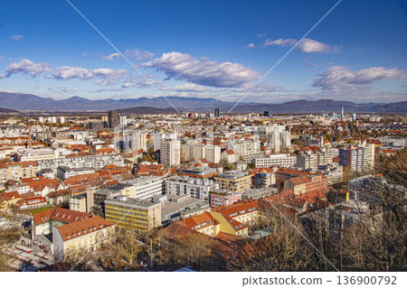 Downtown Ljubljana, the capital of Slovenia 136900792