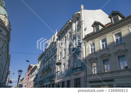 Downtown Ljubljana, the capital of Slovenia 136900813
