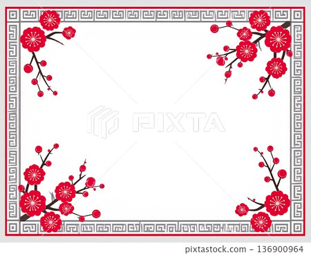 Plum frame with a blank space in the center Plum frame with a blank space in the center 136900964