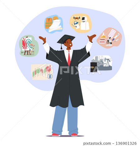 Happy boy graduate celebrating many career opportunities and vast professional possibilities Happy boy graduate celebrating many career opportunities and vast professional possibilities 136901326