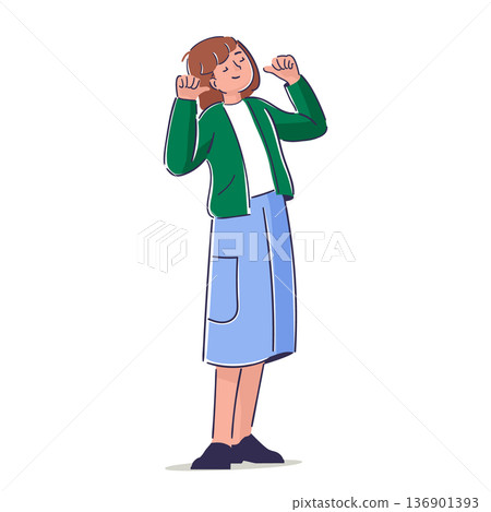 Woman confidently pointing at herself feeling self-reliance, personal achievement and self-identity Woman confidently pointing at herself feeling self-reliance, personal achievement and self-identity 136901393