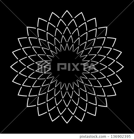 Radial Geometric Circle Pattern in Flower Shape. Decorative Design Element. Radial Geometric Circle Pattern in Flower Shape. Decorative Design Element. 136902395