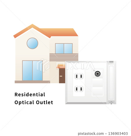 Simple illustration of a residential optical outlet 136903403