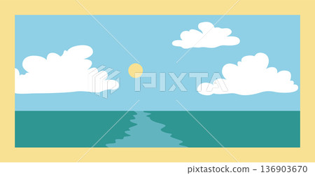 Peaceful seaside scene, Tranquil ocean view with sunset, Gentle water horizon beneath pastel sky, Serene coastal panorama with glowing sunlight and peaceful atmosphere Peaceful seaside scene, Tranquil ocean view with sunset, Gentle water horizon beneath pastel sky, Serene coastal panorama with glowing sunlight and peaceful atmosphere 136903670
