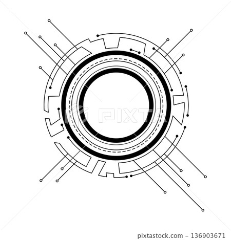 Circuit board circle frame. Abstract digital round frame, hardware board and electronic motherboard pattern vector. Programming science, computer system element Circuit board circle frame. Abstract digital round frame, hardware board and electronic motherboard pattern vector. Programming science, computer system element 136903671
