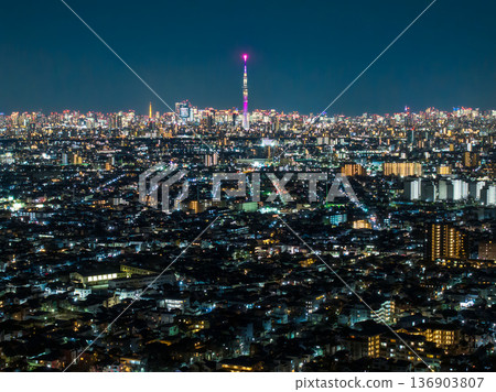 東京航拍：無人機從江戶川上空拍攝東京夜景 136903807