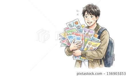 拿到一大堆俱樂部招募傳單後,既困惑又微笑。 拿到一大堆俱樂部招募傳單後,既困惑又微笑。 136903853