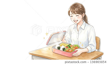 Lunch break, happy to open a new lunch box 136903854