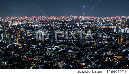 東京航拍：無人機從江戶川上空拍攝東京夜景 136903954