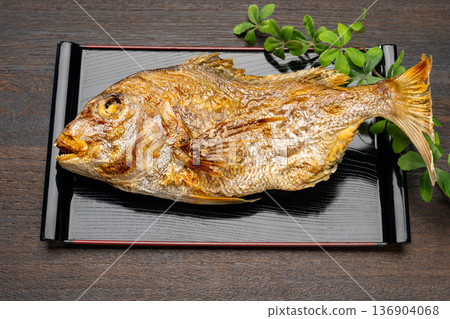 A celebratory Japanese meal topped with grilled whole sea bream A celebratory Japanese meal topped with grilled whole sea bream 136904068
