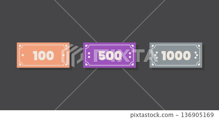 Banknote minimal symbol set. Banknote minimal symbol set. 136905169