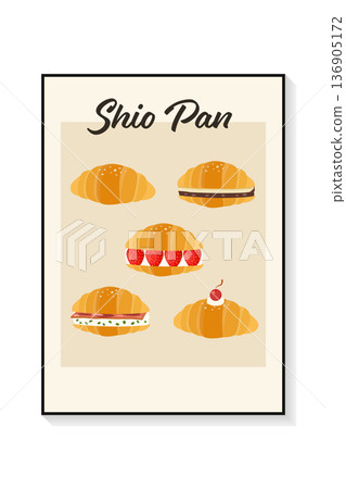 Shio pan set vector illustration in a poster frame. Shio pan set vector illustration in a poster frame. 136905172
